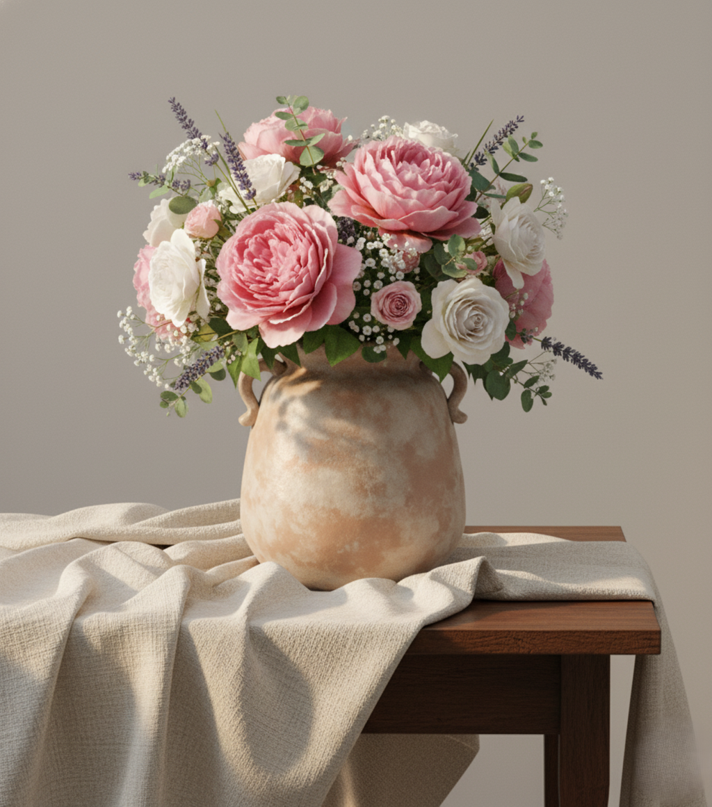 Ceramic Flower Vase 7.6 inch Farmhouse Rustic Vase