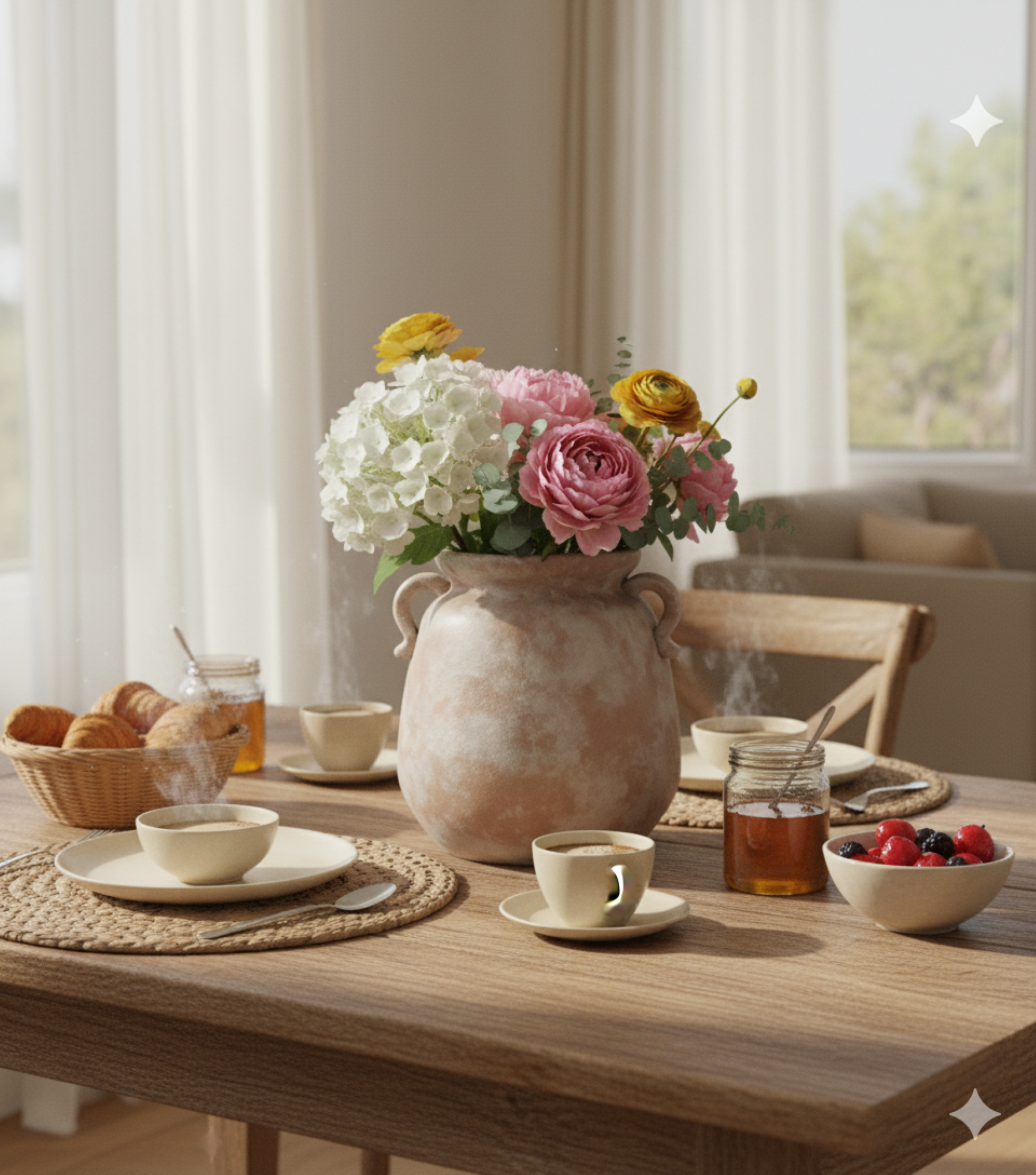 Ceramic Flower Vase 7.6 inch Farmhouse Rustic Vase